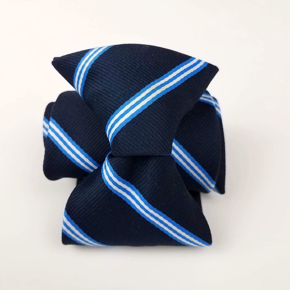1970s Sears Blue/White Striped Retro Clip-On Tie